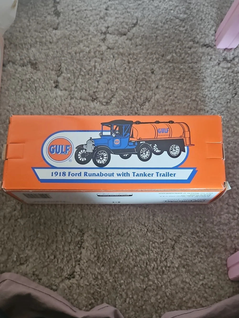 1918 Ford Runabout with Tanker Trailer - Orange & Blue Toy